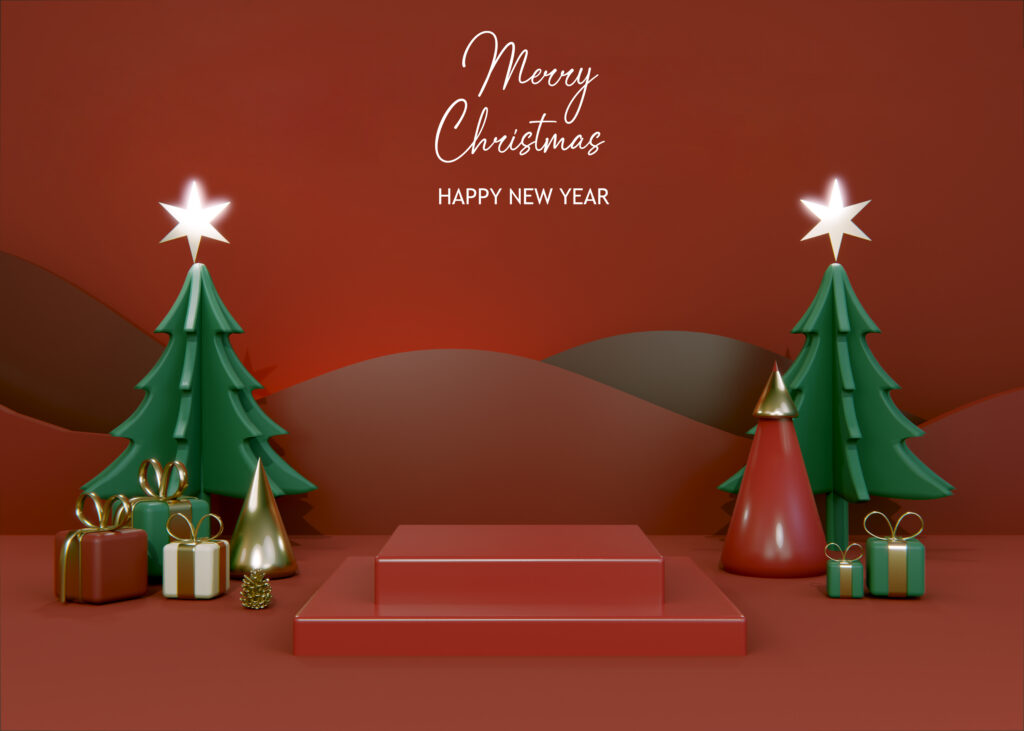 merry christmas greetings with gifts